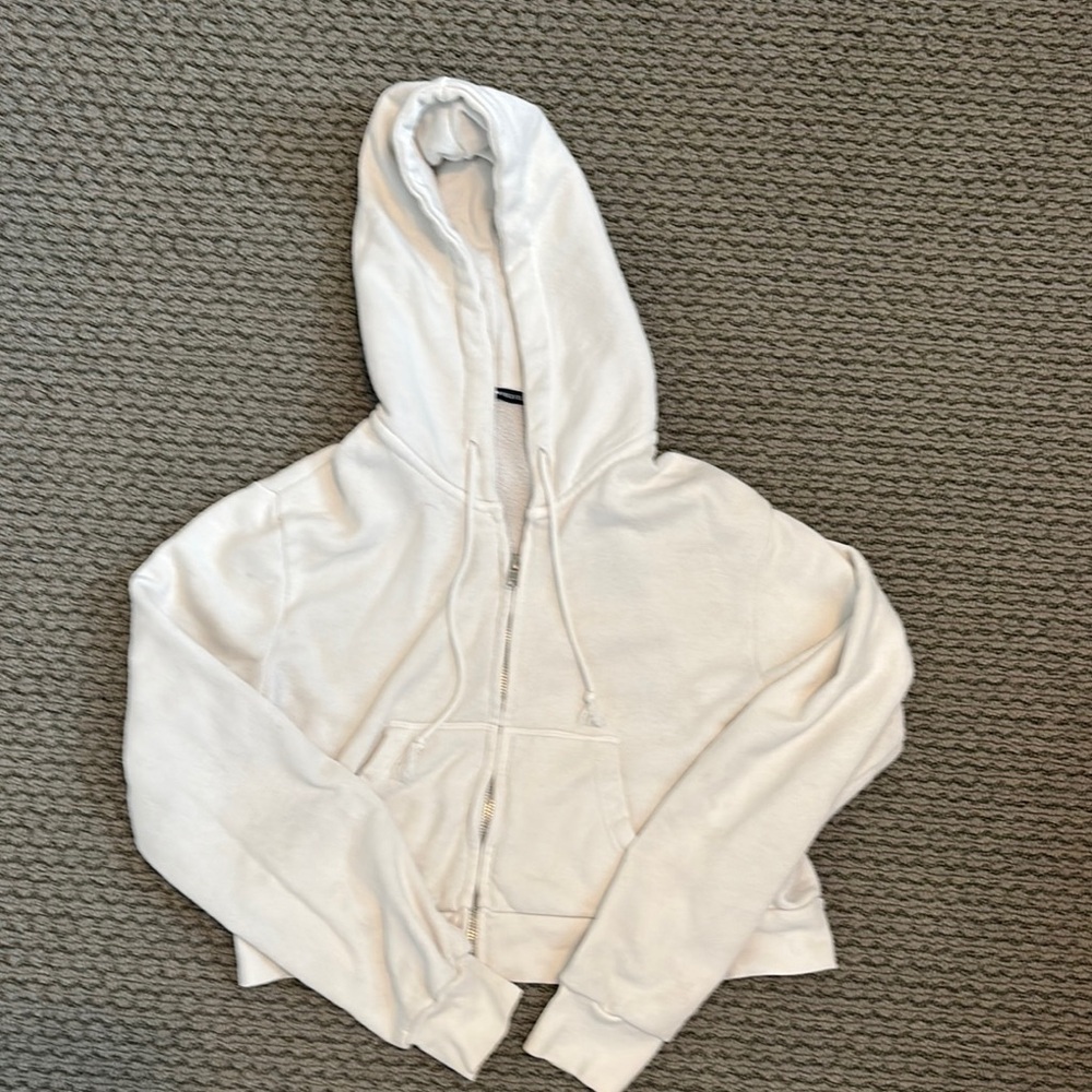 Brandy Melville White Hoodie Jacket